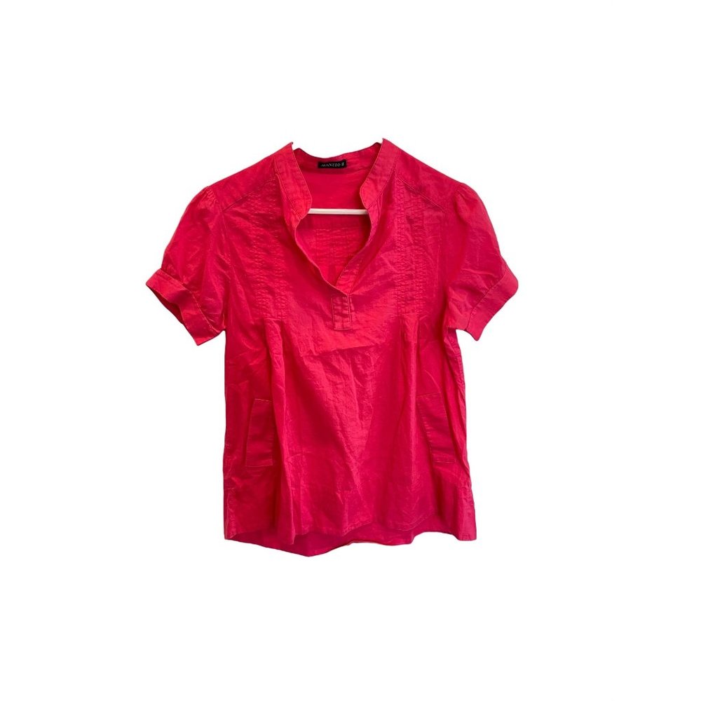 Avanzzo short Sleeve Blouse pink designer collared shirt BR 38 / US S M Size Top